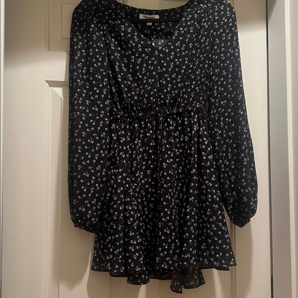 Steve Madden Black Dress with White Floral Pattern